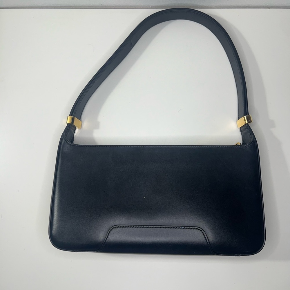 Burberry Black Leather TB Monogram Shoulder Bag Purse - Picture 10 of 14